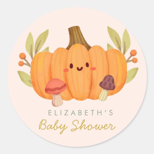 Little Pumpkin Baby Shower Runder Aufkleber (Vorderseite)