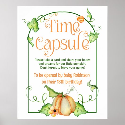 Little Pumpkin Baby Shower Time Kapselunterschrift Poster (Vorne)