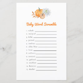 Little Pumpkin Baby Shower Word Scramble Game