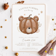Little Pumpkin Bear Fall Baby Dusche Neutral