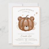 Little Pumpkin Bear Fall Baby Dusche Neutral Einladung (Vorderseite)