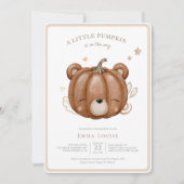 Little Pumpkin Bear Fall Baby Dusche Neutral Einladung (Vorderseite)