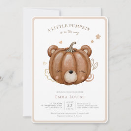 Little Pumpkin Bear Fall Baby Dusche Neutral Einladung