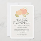 Little Pumpkin Beige Black Gingham 1. Geburtstag Einladung (Vorderseite)