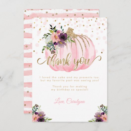 Little Pumpkin Birthday Danke-Card (Vorne/Hinten)