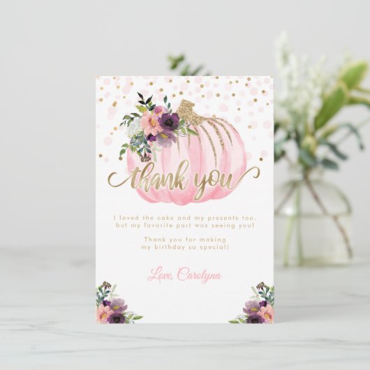 Little Pumpkin Birthday Danke-Card (Stehend Vorderseite)