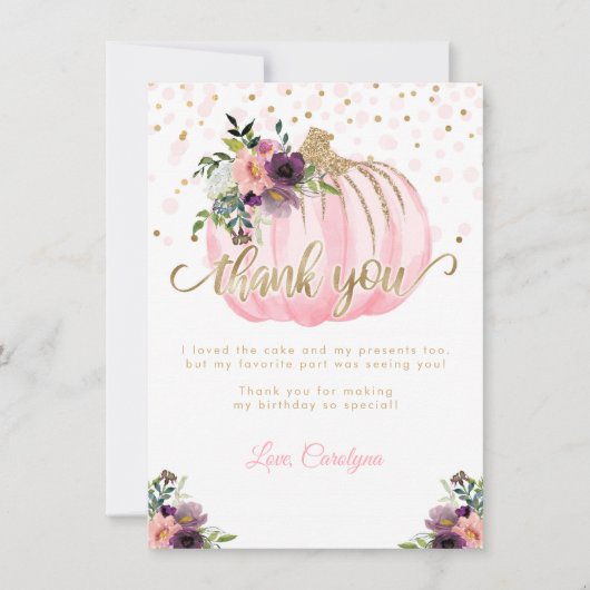 Little Pumpkin Birthday Danke-Card (Vorderseite)