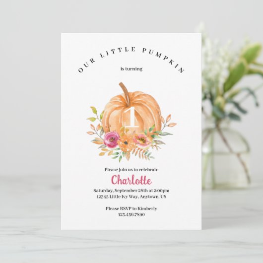 Little Pumpkin Birthday Einladung (Stehend Vorderseite)