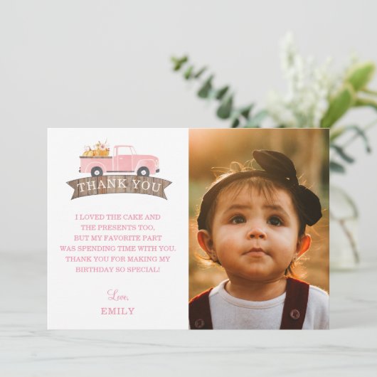 Little Pumpkin Birthday Foto Danke, Karten (Stehend Vorderseite)