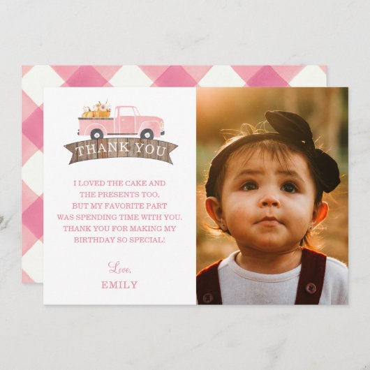 Little Pumpkin Birthday Foto Danke, Karten (Vorne/Hinten)