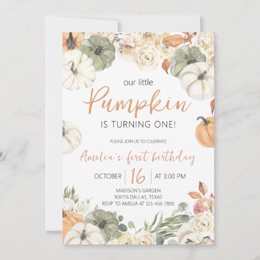 Little Pumpkin Birthday Invite Einladung (Vorderseite)