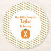 Little Pumpkin Birthday Runder Pappuntersetzer (Vorderseite)