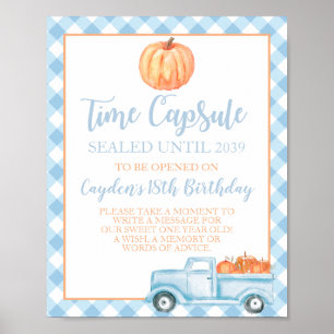 Little Pumpkin blue 1. Geburtstag Time Kapsel Poster