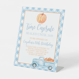 Little Pumpkin blue 1. Geburtstag Time Kapsel Sockelschild