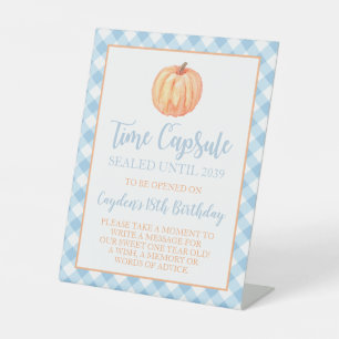 Little Pumpkin blue 1. Geburtstag Time Kapsel Sockelschild