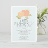 Little Pumpkin Blue Baby Dusche von Mail Einladung (Stehend Vorderseite)