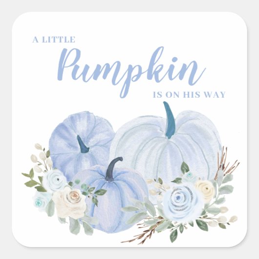 Little Pumpkin Blue Baby Shower Square Sticker (Vorderseite)