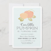 Little Pumpkin Blue Black 1. Geburtstag Einladung (Vorderseite)