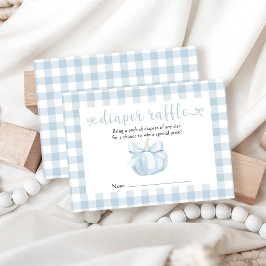 Little Pumpkin Blue Bow Diaper Raffle Begleitkarte