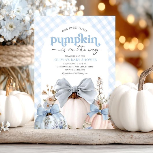 Little Pumpkin Blue Boy Baby Shower Einladung