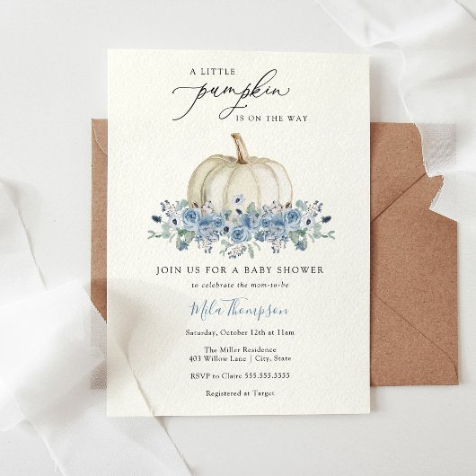 Little Pumpkin Blue Boy Baby Shower Einladung