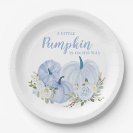 Little Pumpkin Blue Boy Baby Shower Pappteller