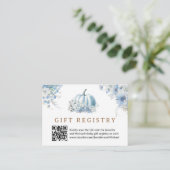 Little Pumpkin Blue Boy Baby Shower Registrierung Begleitkarte (Stehend Vorderseite)