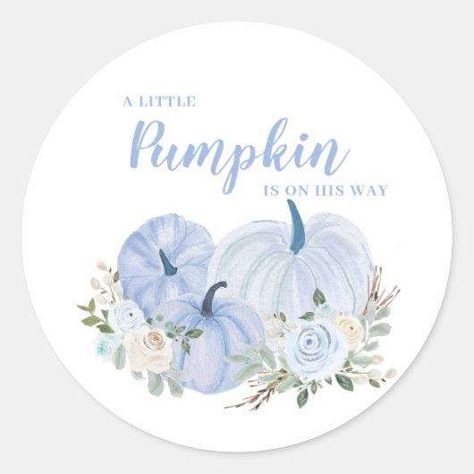 Little Pumpkin Blue Boy Baby Shower Square Sticker (Vorderseite)