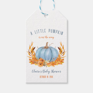 Little Pumpkin Blue Boy Baby Shower Tags Geschenkanhänger