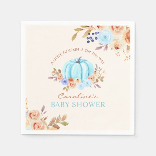 Little Pumpkin Blue Boy Baby Showpapier Napkins Serviette (Vorderseite)