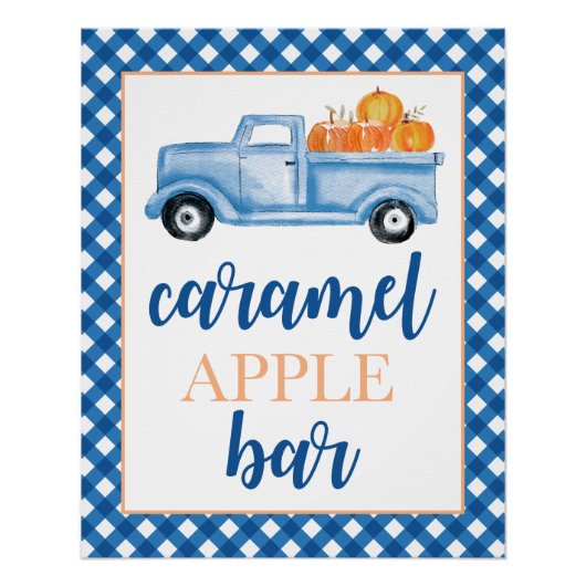 Little Pumpkin Blue Fall Birthday Food Poster (Vorderseite)