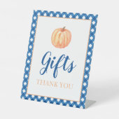 Little Pumpkin Blue Fall Birthday Geschenke Sockelschild (Vorderseite)
