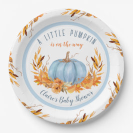 Little Pumpkin Blue Fall Boy Baby Shower Pappteller