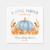 Little Pumpkin Blue Fall Boy Babydusche Napkins Serviette (Vorderseite)