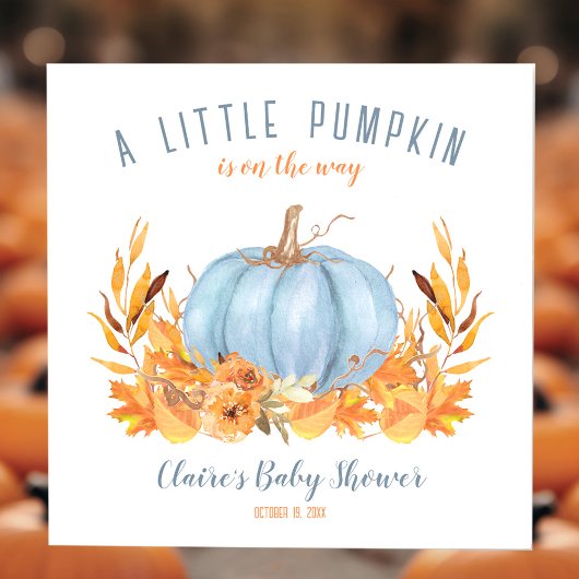 Little Pumpkin Blue Fall Boy Babydusche Napkins Serviette