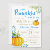 Little Pumpkin Blue Garden Baby Dusche Einladung (Vorderseite)