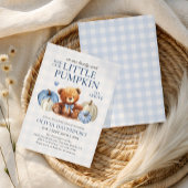 Little Pumpkin Blue Gingham Fall Boy Baby Shower Einladung