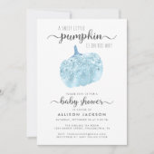 Little Pumpkin Blue Glitzer Sparkle Baby Dusche Einladung (Vorderseite)