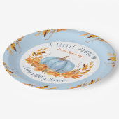 Little Pumpkin Blue Herbst Herbst Kinderdusche Pappteller (Schrägansicht)