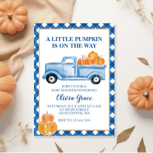 Little Pumpkin Blue LKW Fall Baby Dusche Einladung