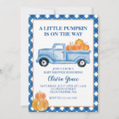 Little Pumpkin Blue LKW Fall Baby Dusche Einladung (Vorderseite)