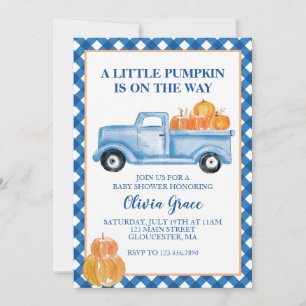 Little Pumpkin Blue LKW Fall Baby Dusche Einladung