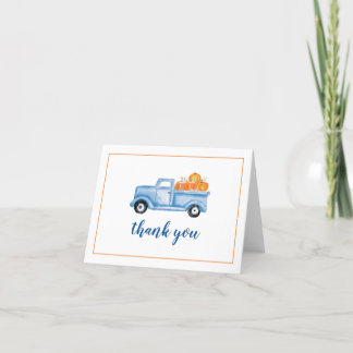 Little Pumpkin Blue LKW zum ersten Geburtstag Dankeskarte