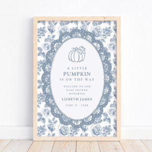 Little Pumpkin Blue Toile Babyparty Poster