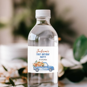 Little Pumpkin Blue Truck 1. Geburtstag Wasserflaschenetikett