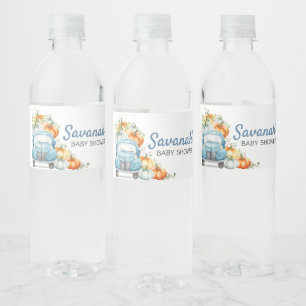 Little Pumpkin Blue Truck Baby Dusche Wasserflaschenetikett