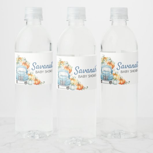 Little Pumpkin Blue Truck Baby Dusche Wasserflaschenetikett (Flaschen)