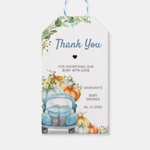 Little Pumpkin Blue Truck Baby Duwer Fevor Tags Geschenkanhänger