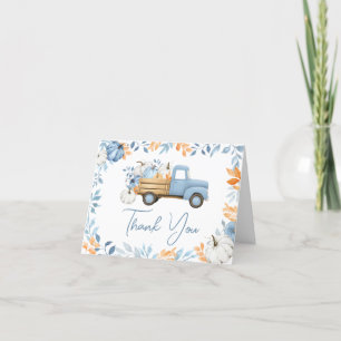 Little Pumpkin Blue Truck Fall Baby Dusche Dankeskarte