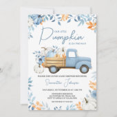 Little Pumpkin Blue Truck Fall Baby Dusche Einladung (Vorderseite)